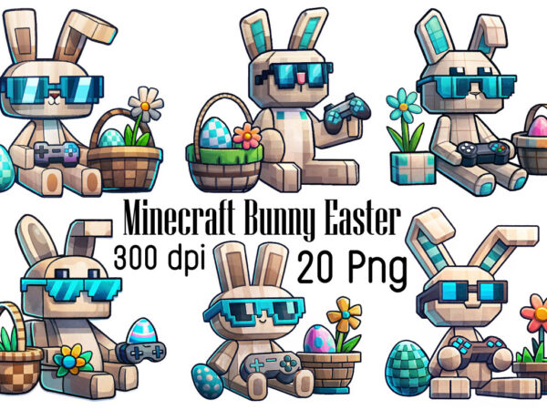 Minecraft bunny easter png zip t shirt designs for sale