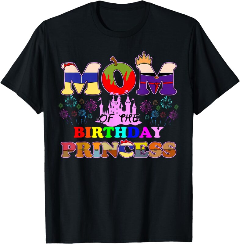 Mom Of The Birthday Princess Snow Family Party Decorations T-Shirt
