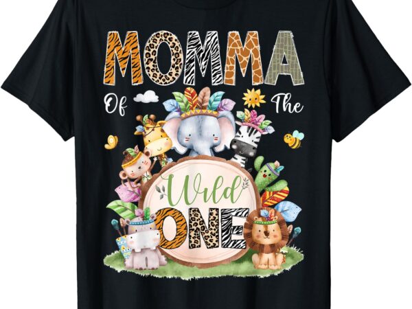 Momma of the wild one safari tribal animal 1st birthday t-shirt