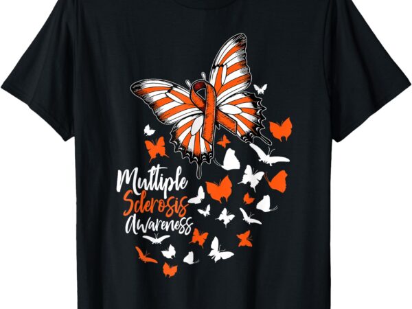 Multiple sclerosis awareness butterfly orange ribbon ms t-shirt