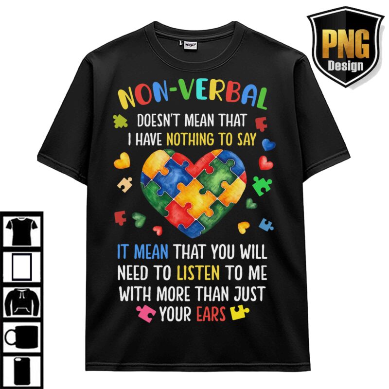 Autism Awareness April Wear Blue Be Kind Elephant Giraffe Animal Puzzle T-Shirt Design 20 PNG