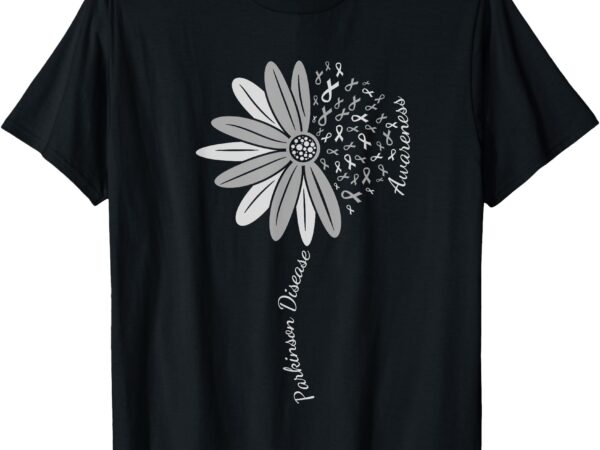 Parkinson’s disease awareness support gray ribbon sunflower t-shirt