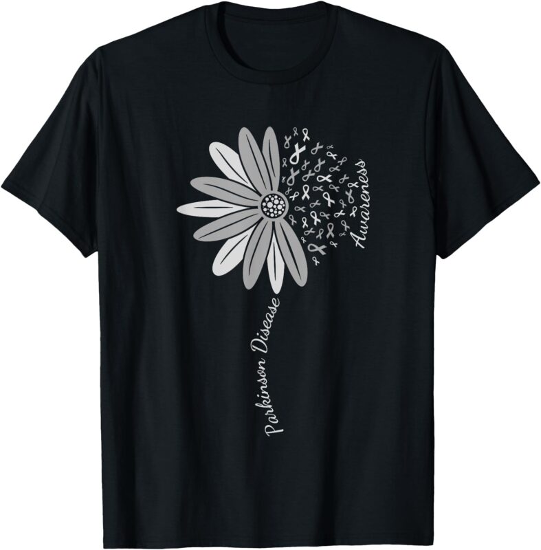Parkinson’s Disease Awareness Support Gray Ribbon sunflower T-Shirt