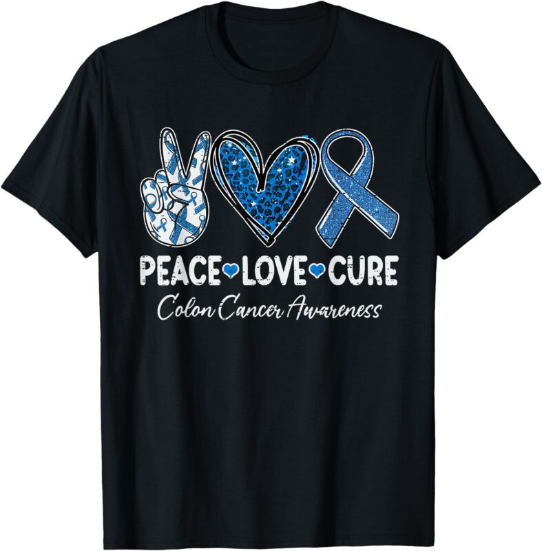 Peace Love Cure Colorectal Colon Cancer Awareness Support T-Shirt