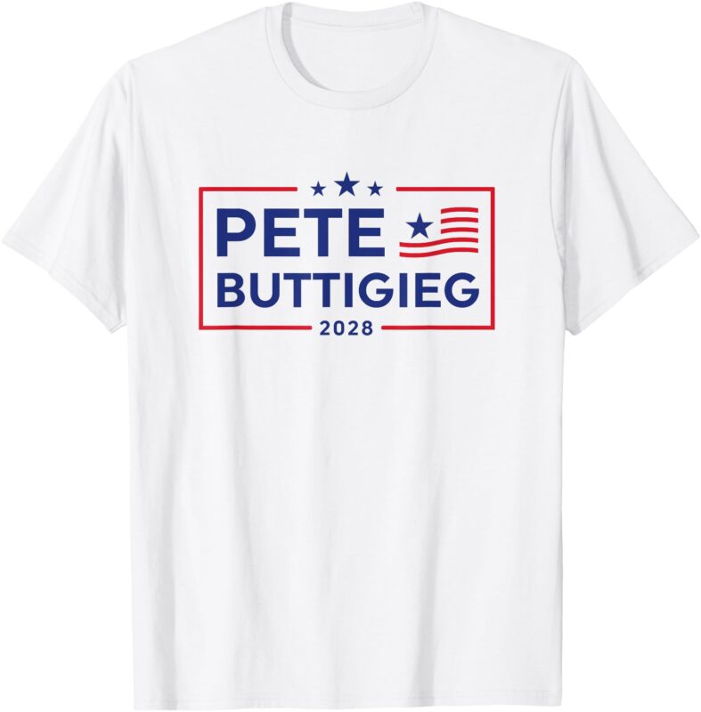 Pete Buttigieg 2028 For President Election Campaign US Flag T-Shirt