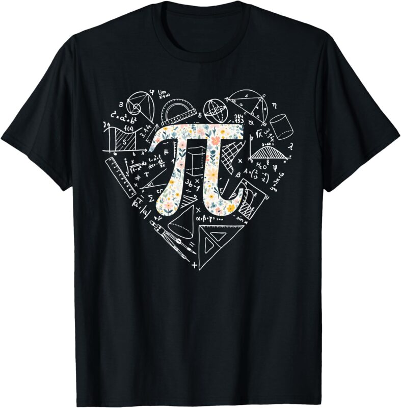 Pi Day Retro Floral Pi Teacher Math Mathematics Happy Pi Day T-Shirt