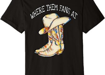 Popular Line Dance Song With Cowboy Hat & Boots Popping Fans Premium T-Shirt