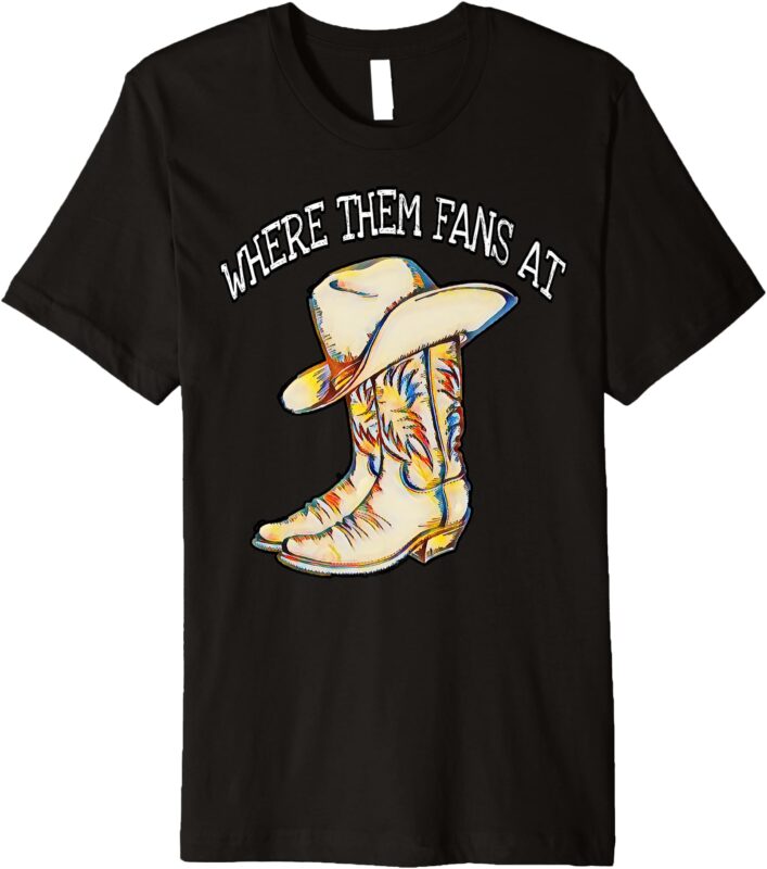 Popular Line Dance Song With Cowboy Hat & Boots Popping Fans Premium T-Shirt