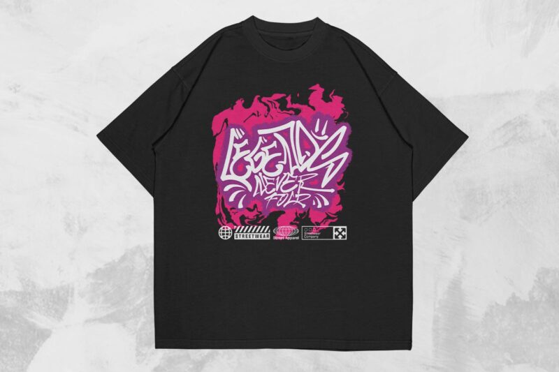 Futuristic Streetwear Graffiti T-shirt Designs Bundle Vol. 2