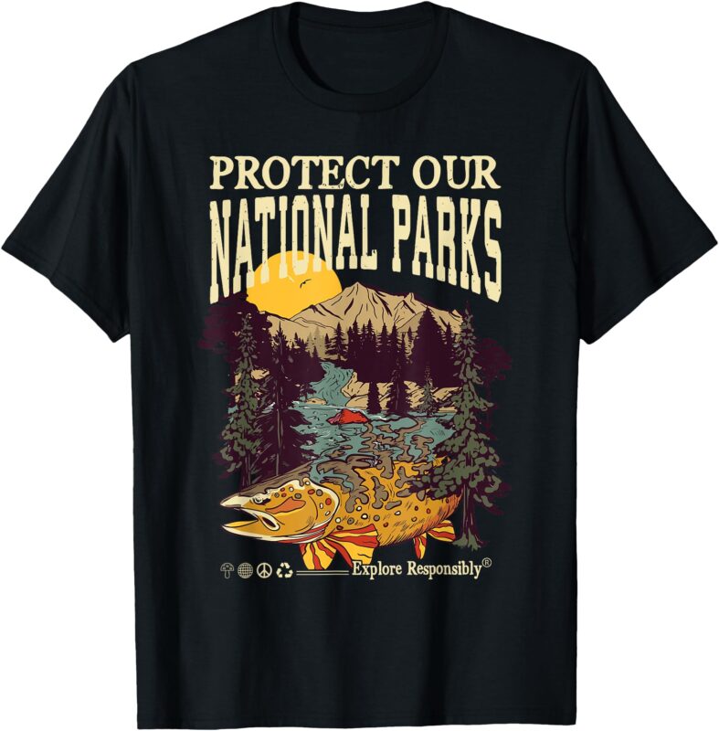 Protect Our National Parks Retro Vintage Womens Mens T-Shirt