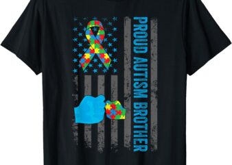 Proud Autism Brother American Flag Autism Awareness Brother T-Shirt