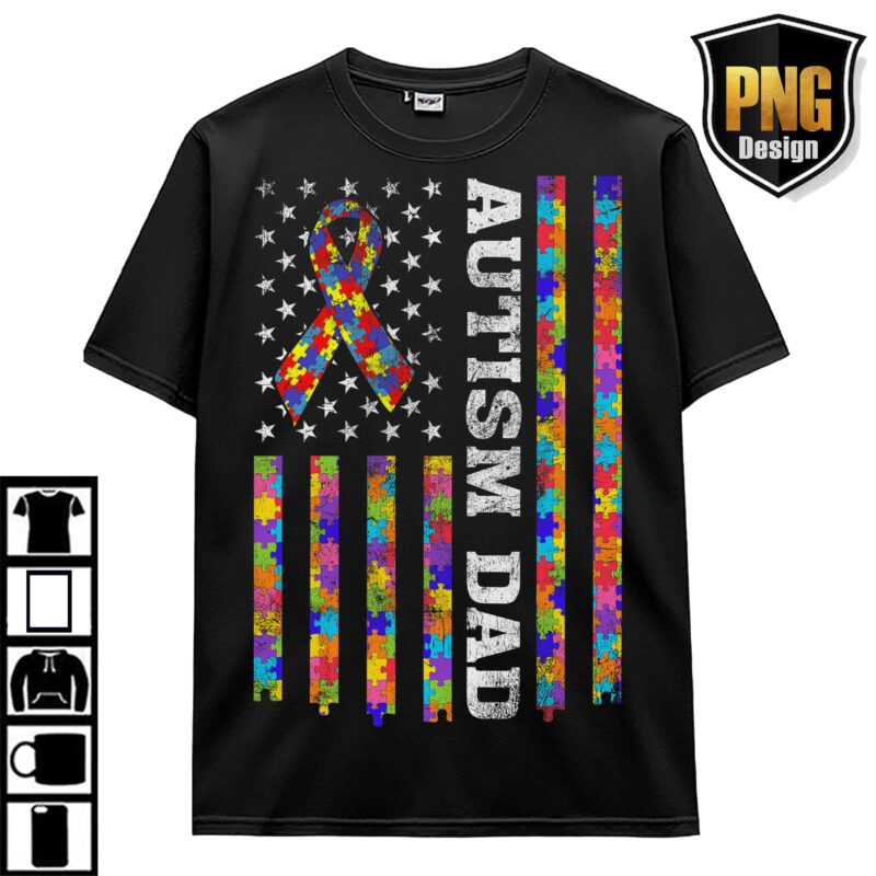Autism Awareness April Wear Blue Be Kind Elephant Giraffe Animal Puzzle T-Shirt Design 20 PNG