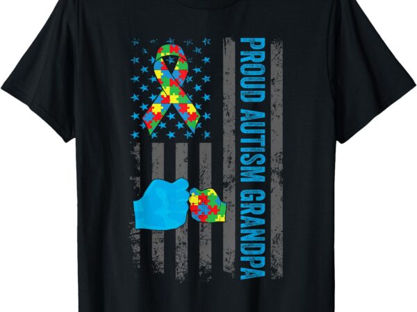 Proud autism grandpa american flag autism awareness grandpa t-shirt