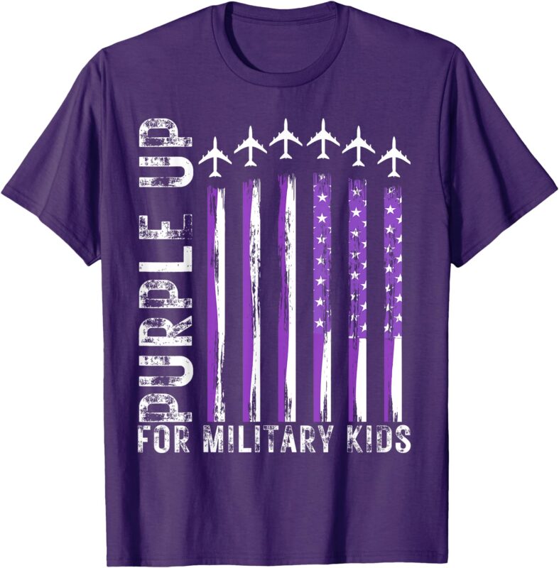 Purple Up For Military Kids Flag Military child Month T-Shirt