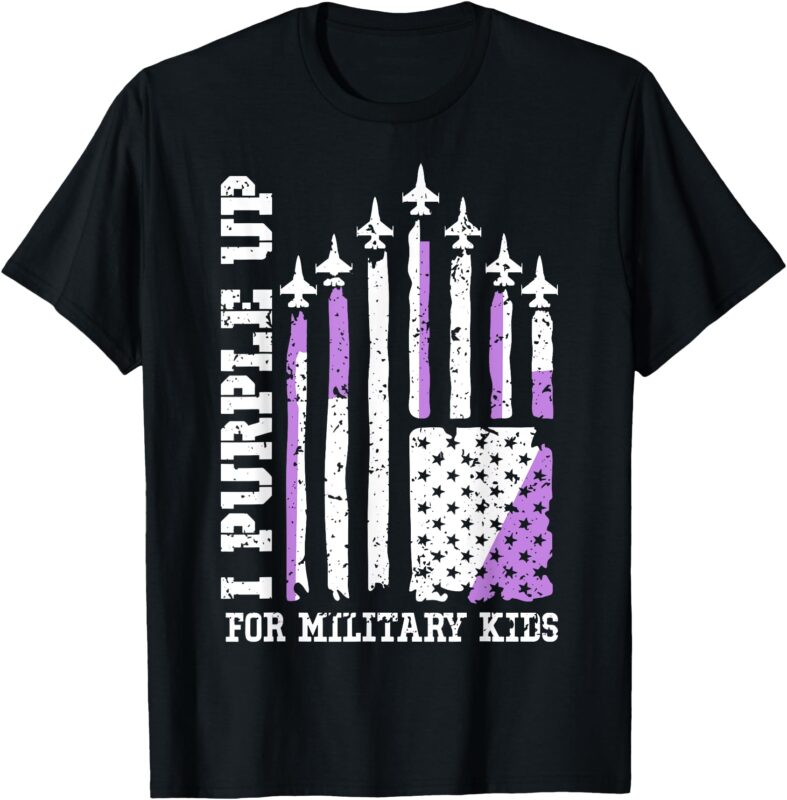 Purple Up for Military Kid U.S Flag Military Child Month T-Shirt