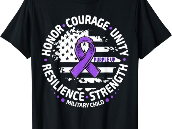 Purple up for military kid us flag cool military child month t-shirt