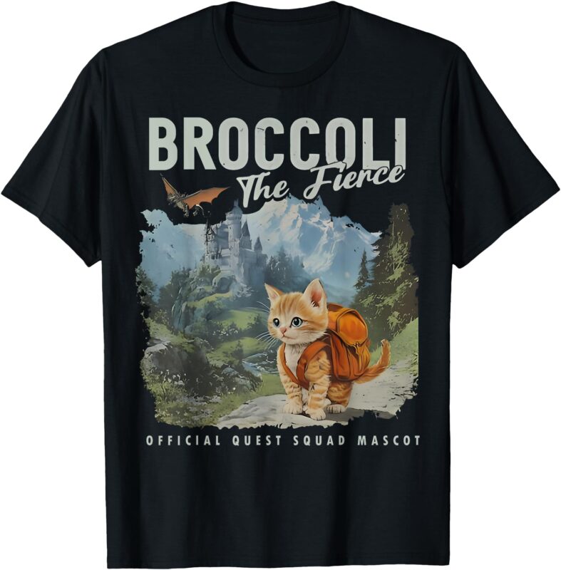 Quest Squad Broccoli Cat Funny Broccoli The Fierce T-Shirt