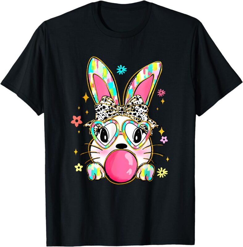 Rabbit Bunny Blowing Bubble Gum Easter Day T-Shirt