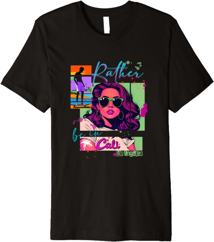 Rather be in Cali Retro Graphic Los Angeles Premium T-Shirt