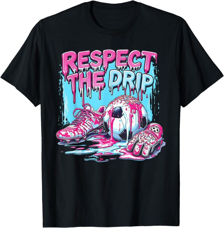 Respect The Drip Soccer Ice Cream Drip With Sprinkles Boys T-Shirt