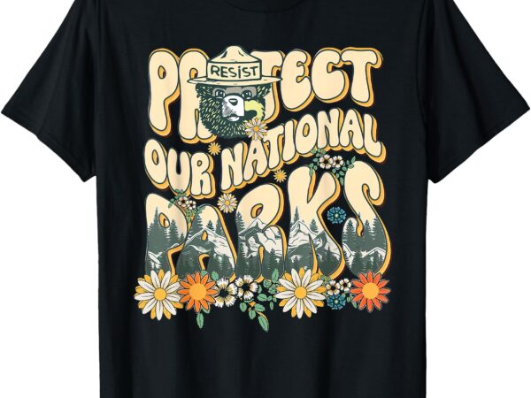 Retro groovy protect our national parks bear funny t-shirt