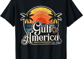 Retro Gulf Of USA America Est 2025 American Flag T-Shirt