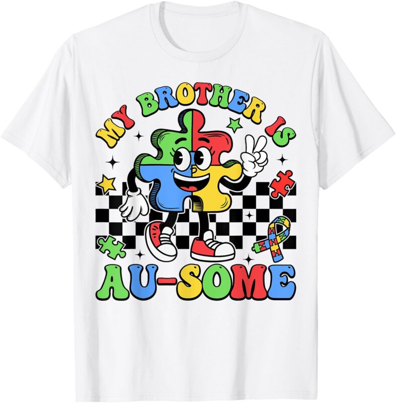 Retro My Brother Is Awesome Autism Awareness Sister Autistic T-Shirt