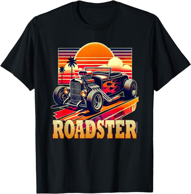 Retro Vintage 80s Roadster Car Street Rod Classic Dad Race T-Shirt