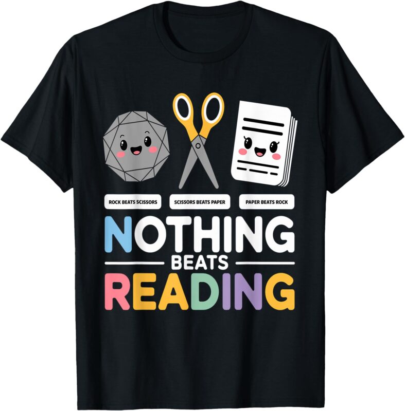 Rock Paper Scissors Nothing Beats Reading Funny Costume T-Shirt