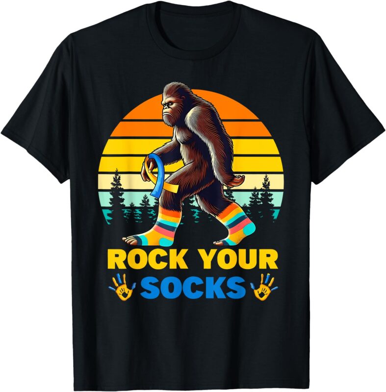 Rock Your Sock World Down Syndrome Retro Bigfoot 321 Walk T-Shirt