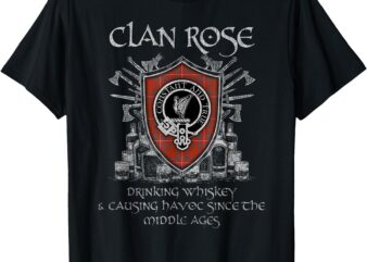 Rose Clan tartan crest causing havoc middle ages T-Shirt