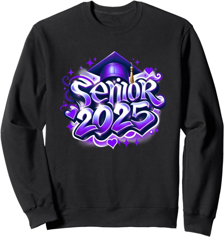 Senior 2025 Graffiti Purple Graduation Class of 2025 Sweatshirt