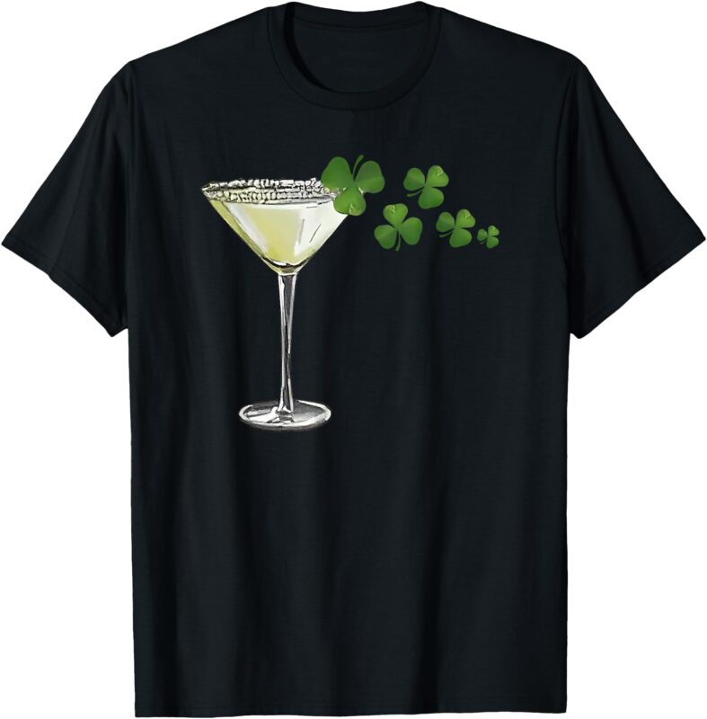 Shamrock Wine Glass, St Patricks Paddys Day Irish Martini T-Shirt
