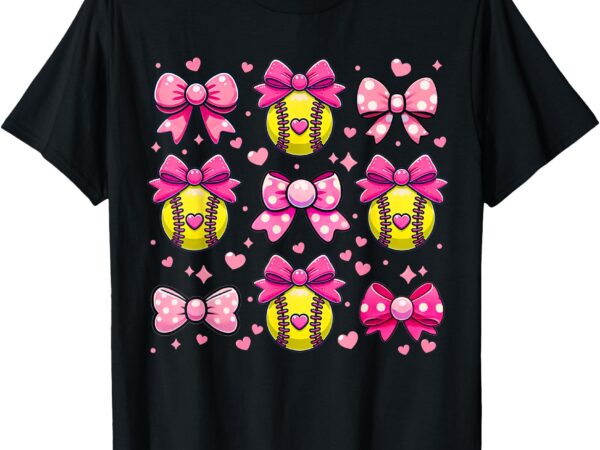 Softball coquette bow softball mom mothers day softball mama t-shirt