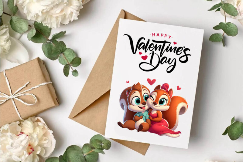 Squirrels in love. Valentine’s Day, PNG.