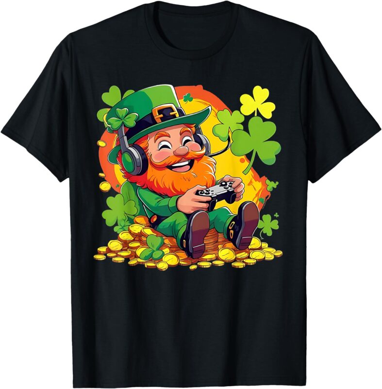 St Patricks Day Gamer Kids – Boys Leprechaun Gaming T-Shirt