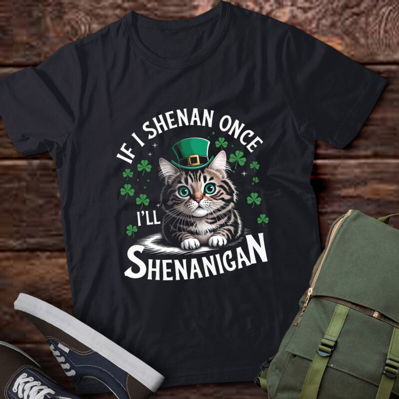 St Patricks Day If I Shenan Once I’ll Shenanigan Funny cat pa111