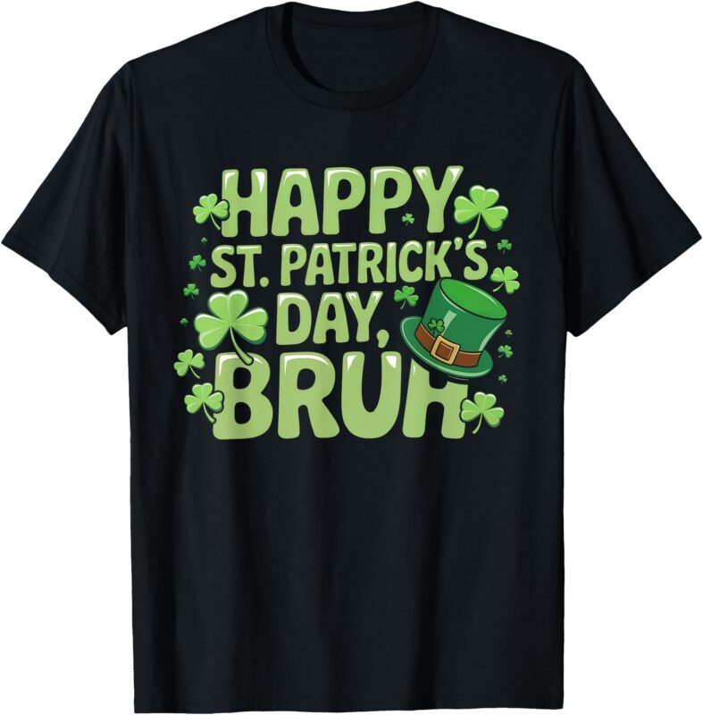St Patricks Day shirts for Kids Bruh Women Boys Shamrock T-Shirt