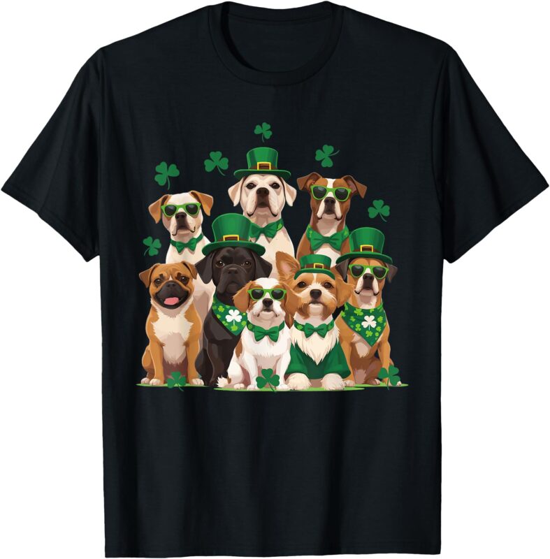 St Patricks Pawtricks Day Dogs Saint Pattys Men Women Kids T-Shirt