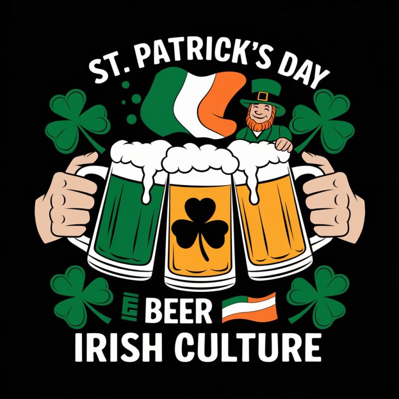 St. Patrick’s Day Beer Graphic Irish Leprechaun