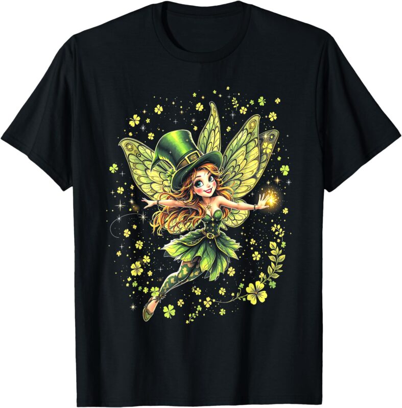 St. Patricks Day Magical Fairy Shamrock for Women and Kids T-Shirt