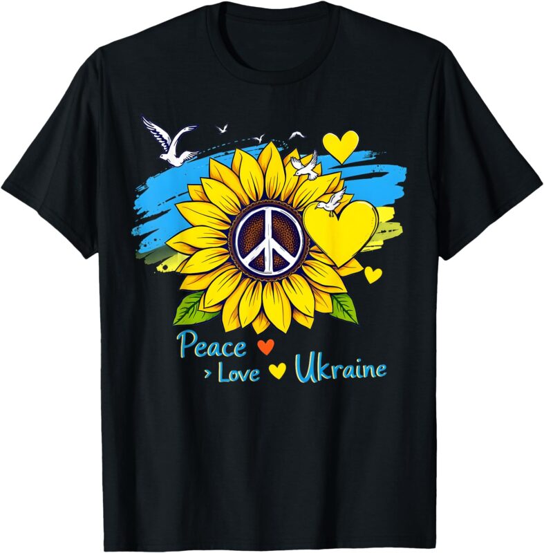 Sunflower Ukraine Flag Map Peace Love Ukraine Ukrainian T-Shirt