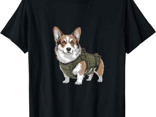 Tactical corgi dog retro vintage 70s 80s style funny corgi t-shirt