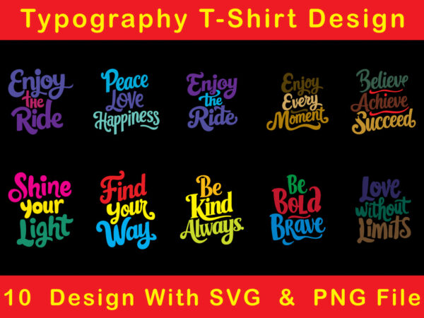 Typography t-shirt design bundle pack