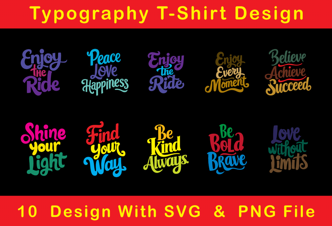 Typography T-Shirt Design Bundle Pack