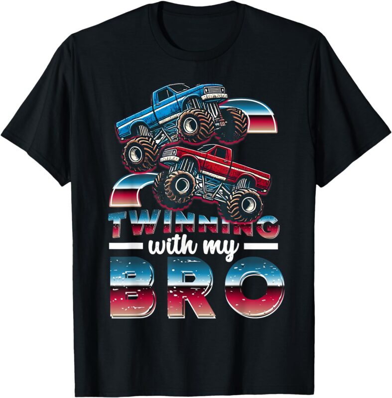 Twinning With My Bro Monster Trucks Twin Day Spirit Week T-Shirt