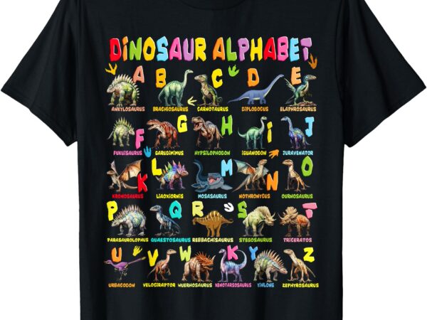Types of dinosaurs abc alphabet a-z dino identification t-shirt