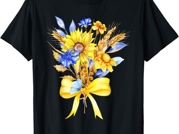 Ukraine sunflower floral bow vintage ukrainian flag t-shirt