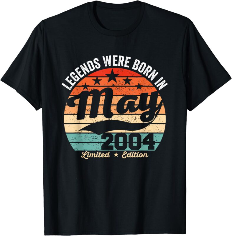 Vintage 21st Birthday Legends Were Born In May 2004 T-Shirt