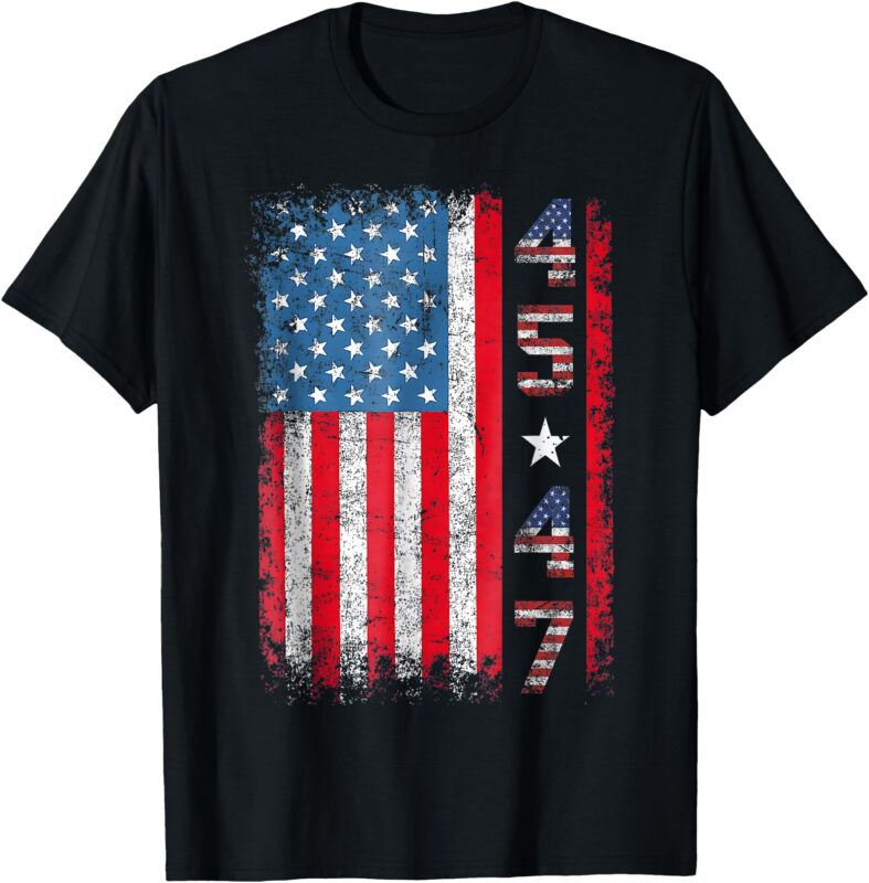 Vintage American Flag Distress 45 47 USA Trump T-Shirt